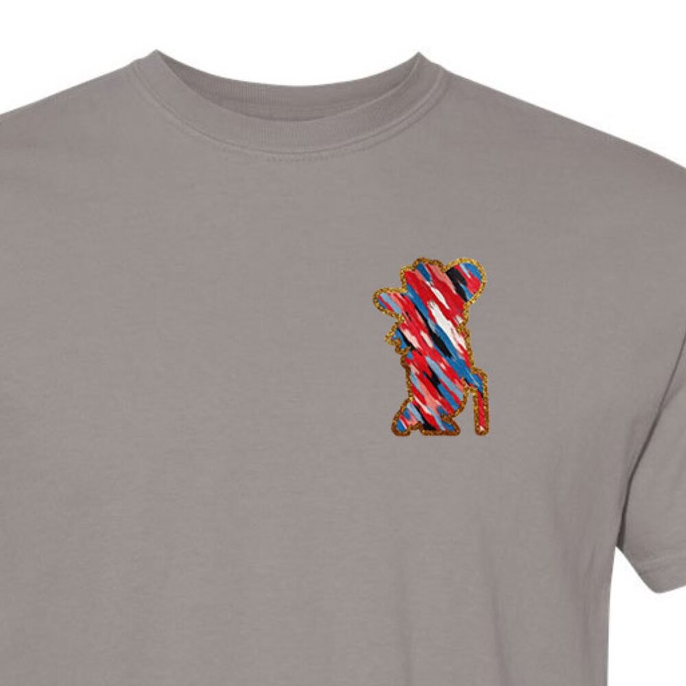 Ole Miss Col Reb w REAL Glitter outline Comfort Colors® unisex t-shirt GRAY